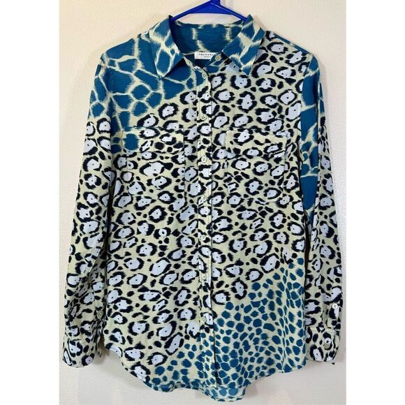 NWOT Equipment Femme Womens 100% Silk Button Down Animal Print Blouse Small - Picture 3 of 11